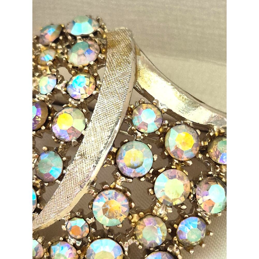 Vintage Rhinestone MCM Signed ART AB Rhinestone Brooch - Picture 3 of 7